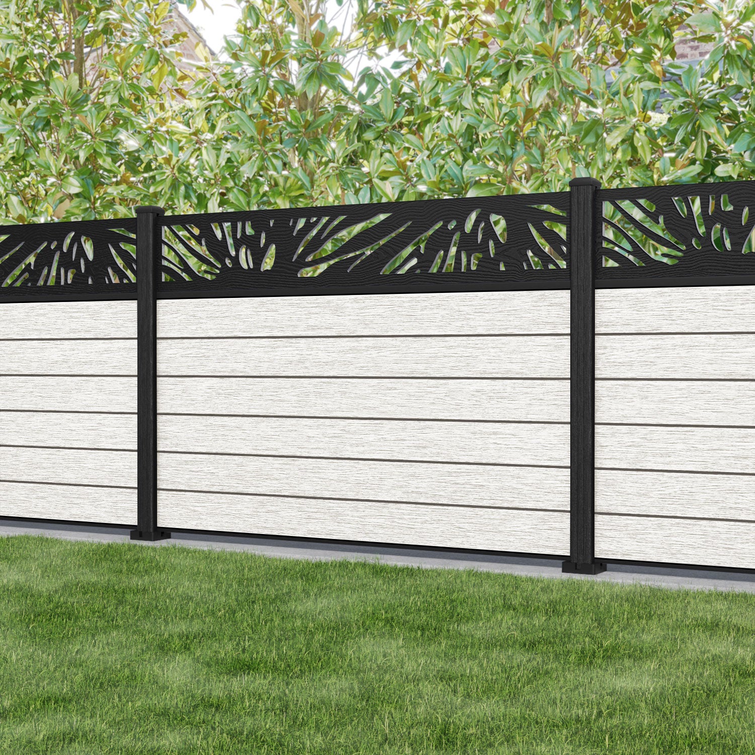 Fusion Poppy Fence Panel - Light Stone - with our composite posts