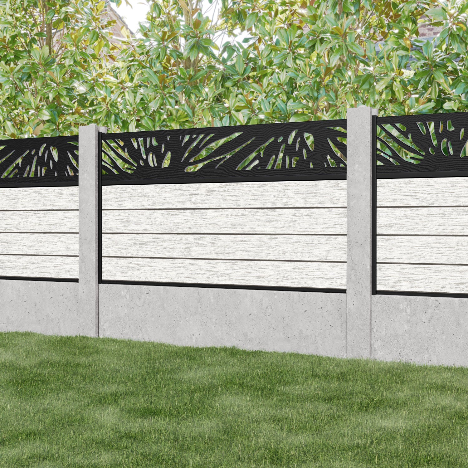 Fusion Poppy Fence Panel - Light Stone - for existing concrete posts