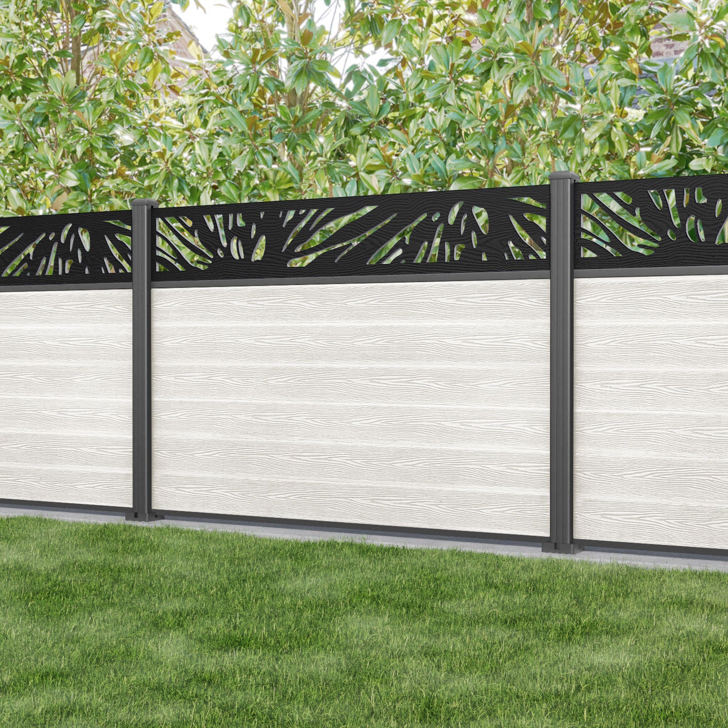 Classic Poppy Fence Panel - Light Stone - with our aluminium posts