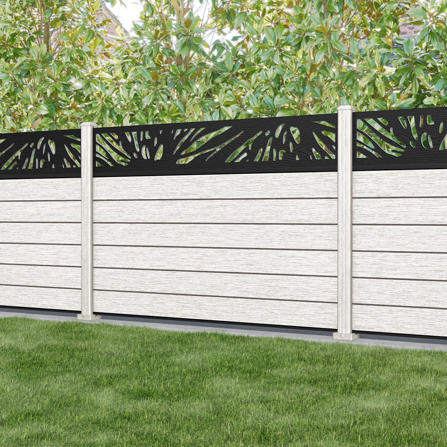 Fusion Poppy Fence Panel - Light Stone - with our composite posts