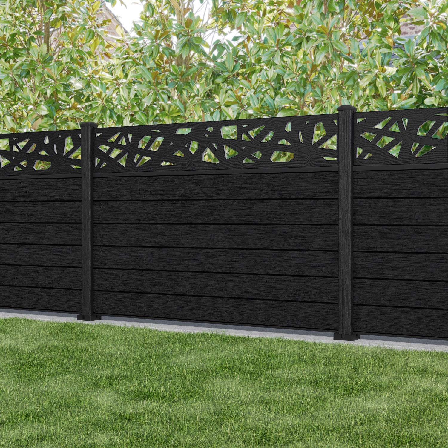 Fusion Prism Fence Panel - Black - with our composite posts