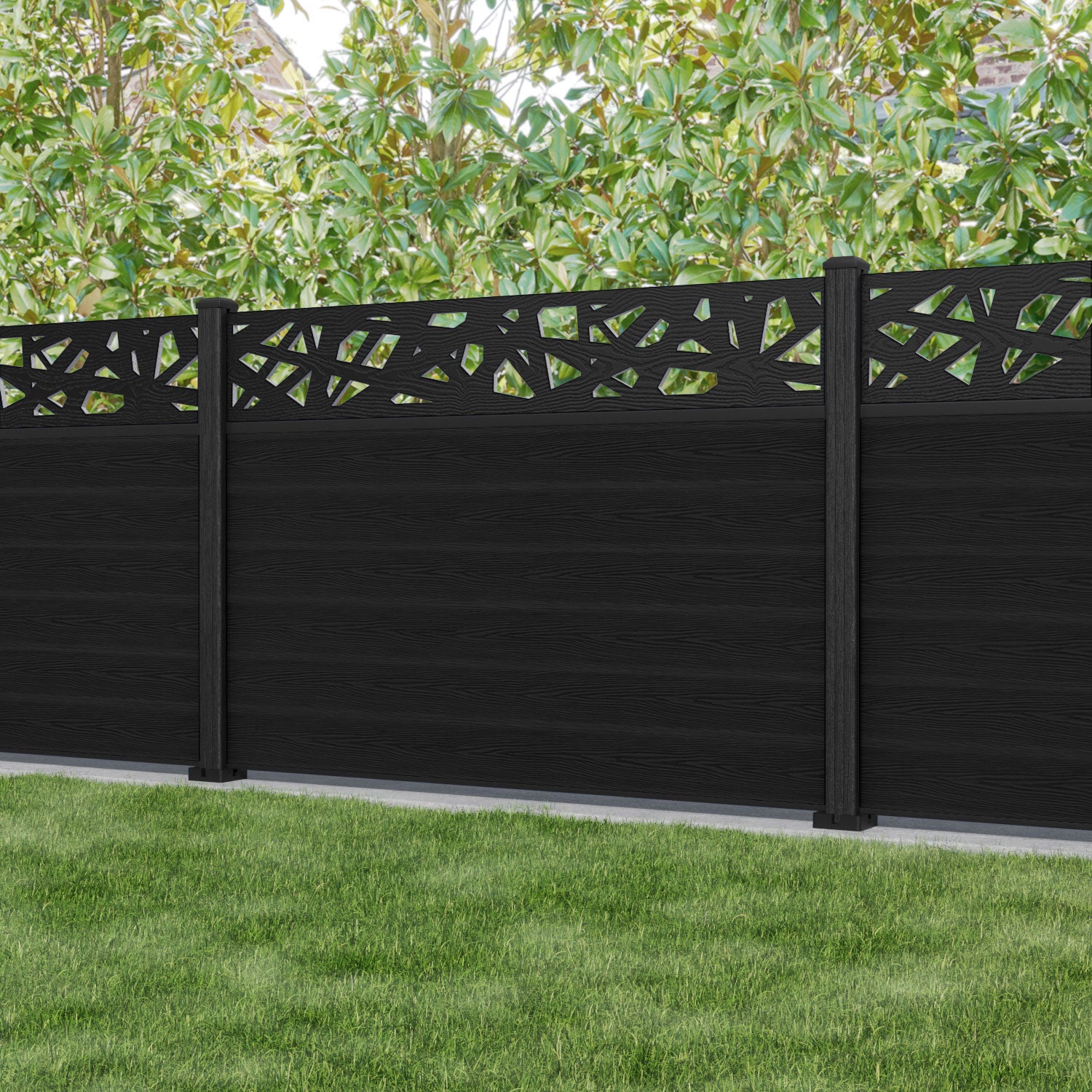 Classic Prism Fence Panel - Black - with our composite posts