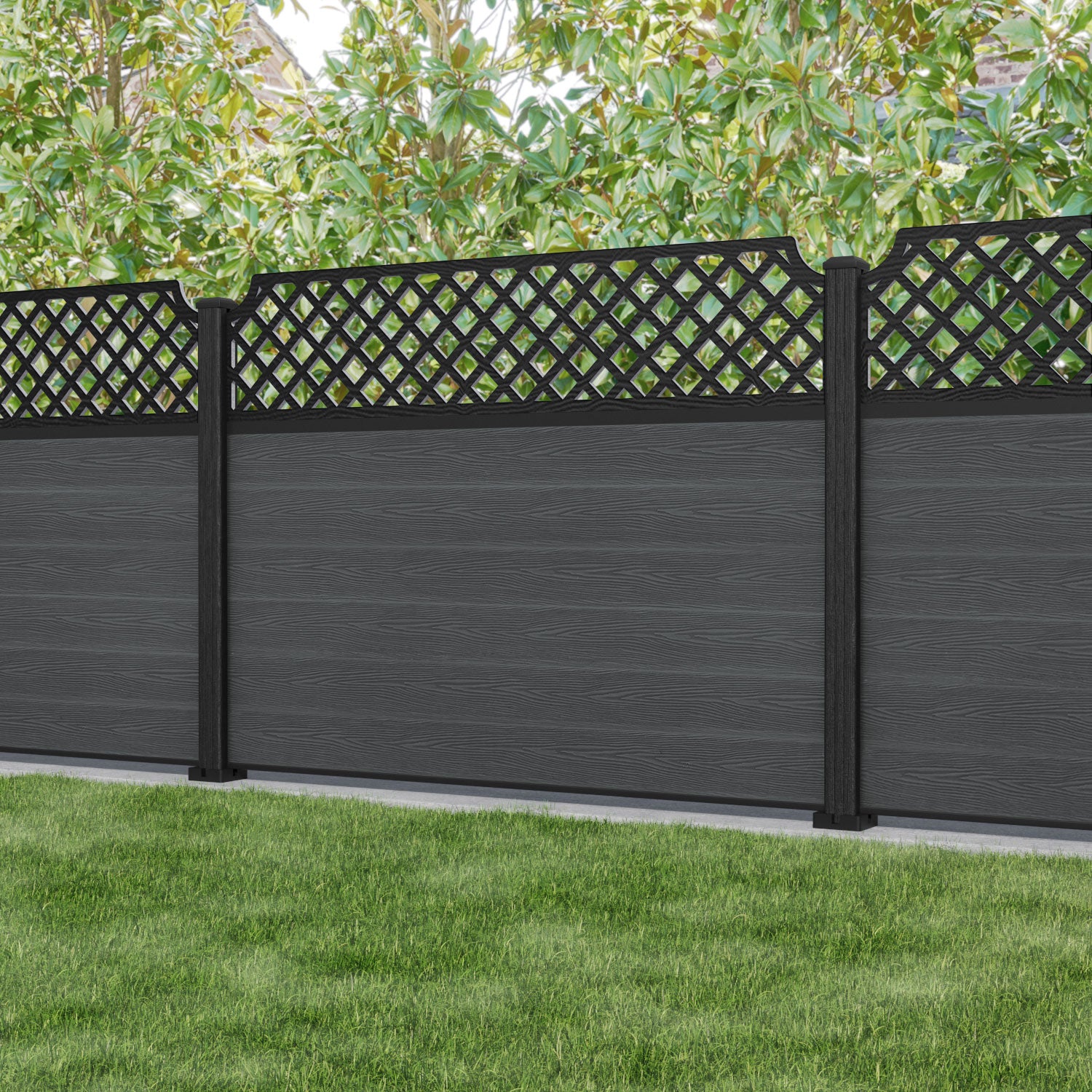 Classic Regal Hive Fence Panel - Dark Grey - with our composite posts