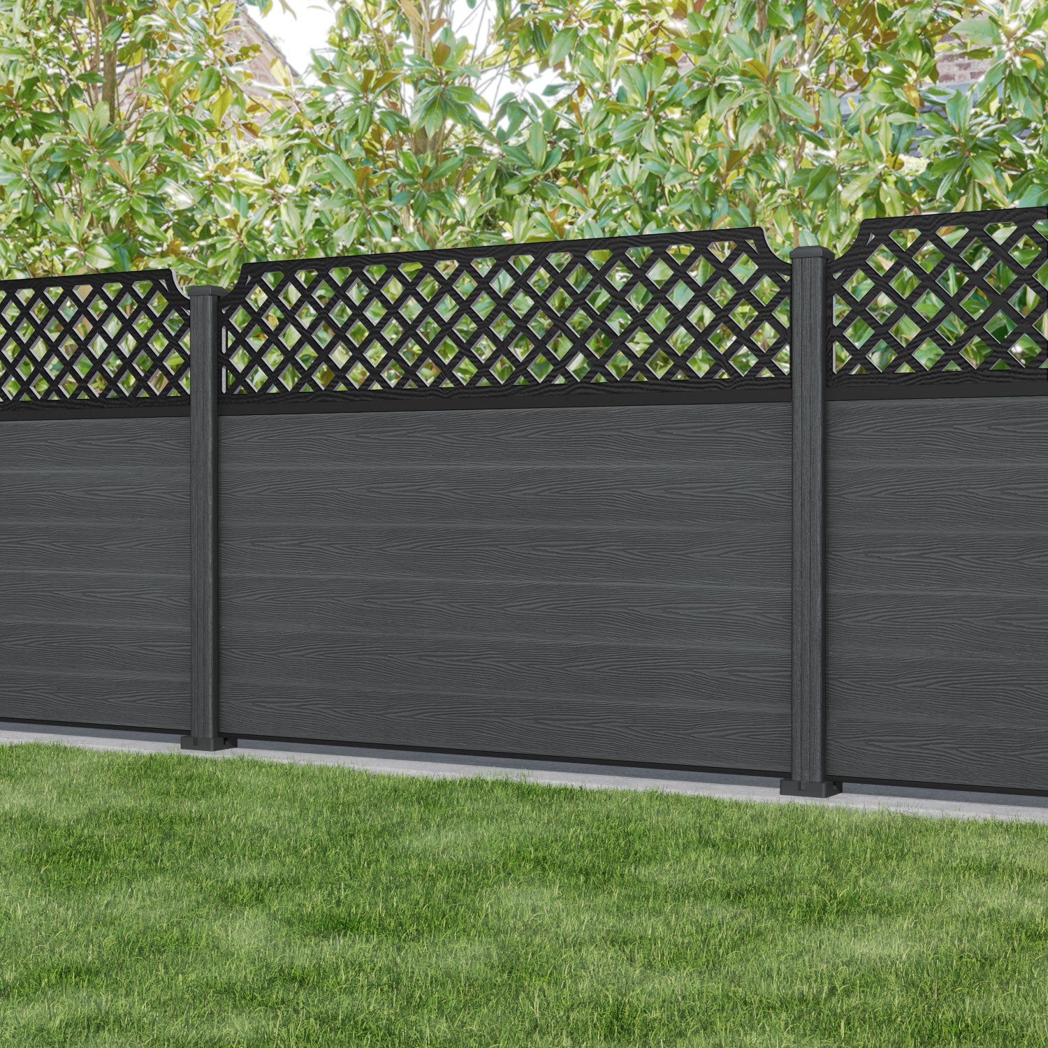 Classic Regal Hive Fence Panel - Dark Grey - with our composite posts
