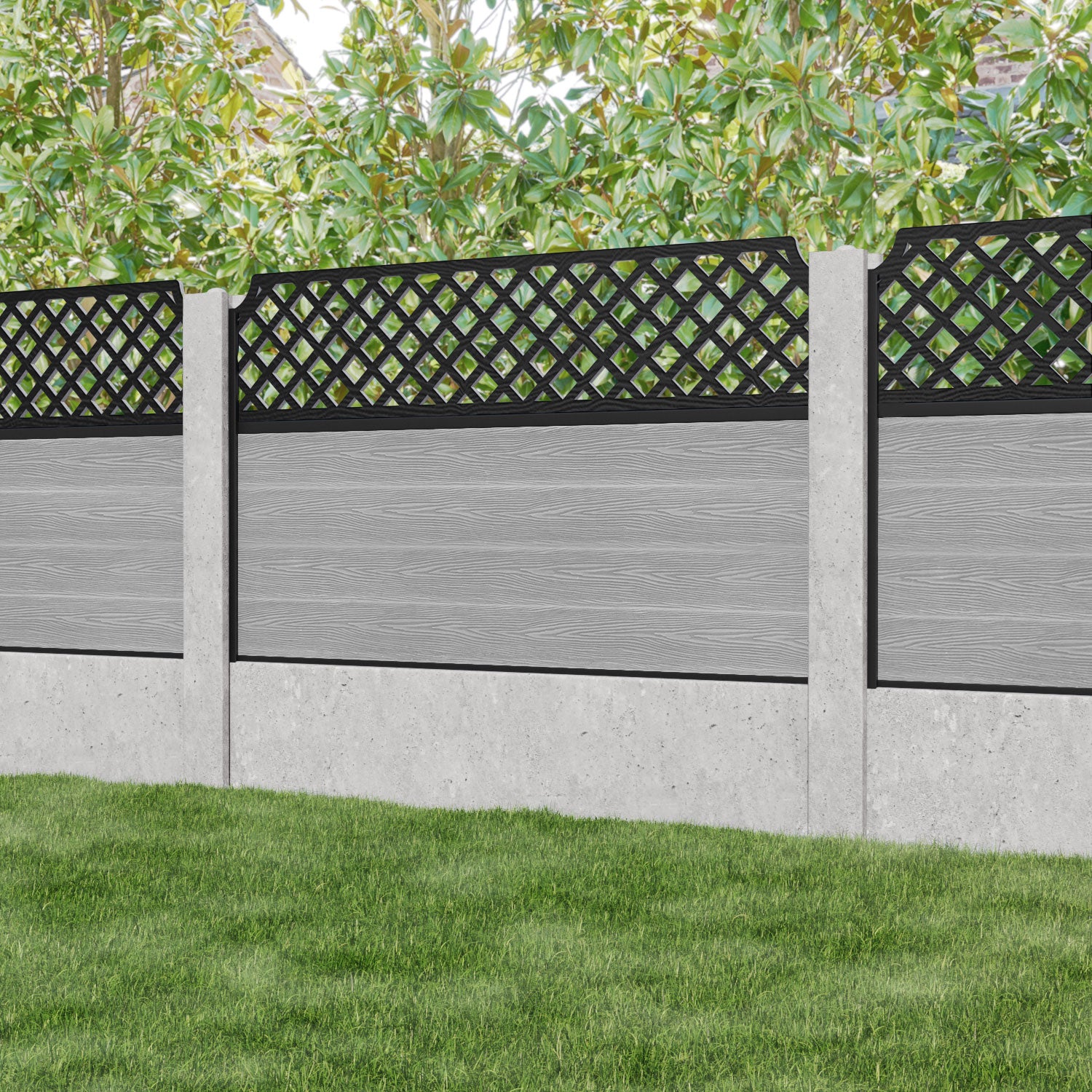 Classic Regal Hive Fence Panel - Light Grey - for existing concrete posts