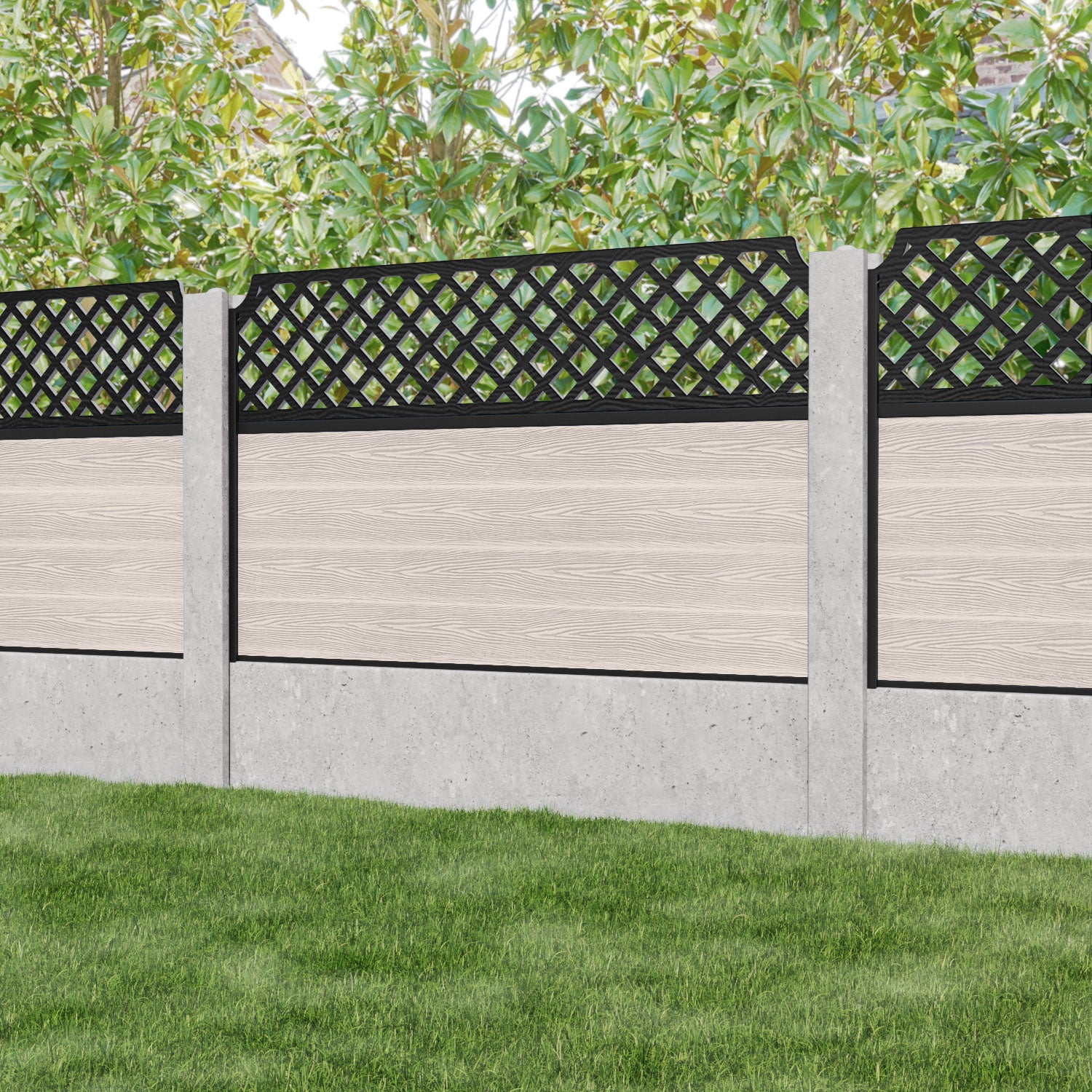 Classic Regal Hive Fence Panel - Mid Stone - for existing concrete posts