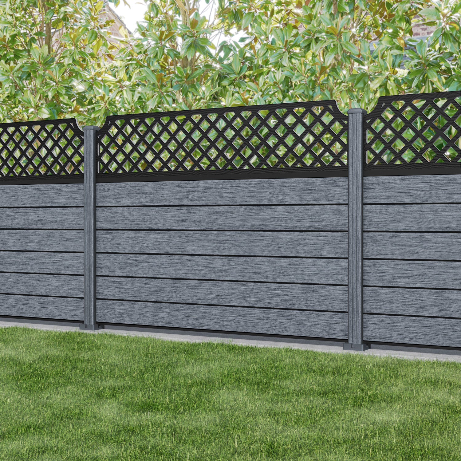 Fusion Regal Hive Fence Panel - Anthracite - with our composite posts
