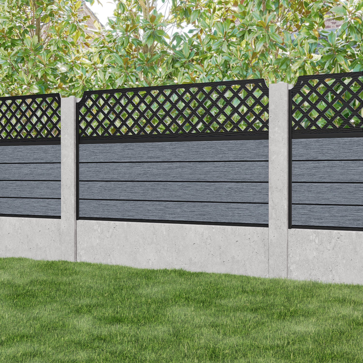 Fusion Regal Hive Fence Panel - Anthracite - for existing concrete posts