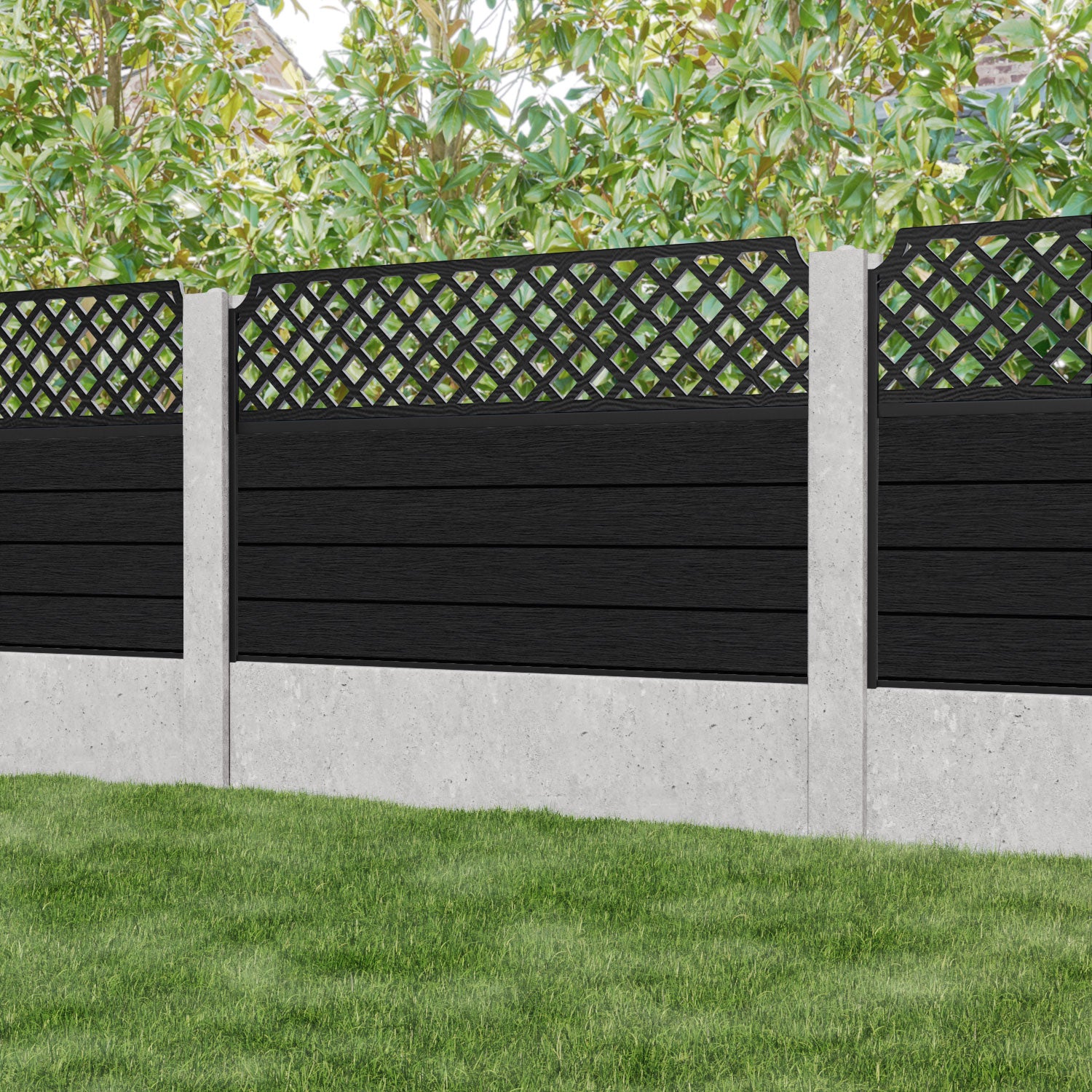 Fusion Regal Hive Fence Panel - Black - for existing concrete posts