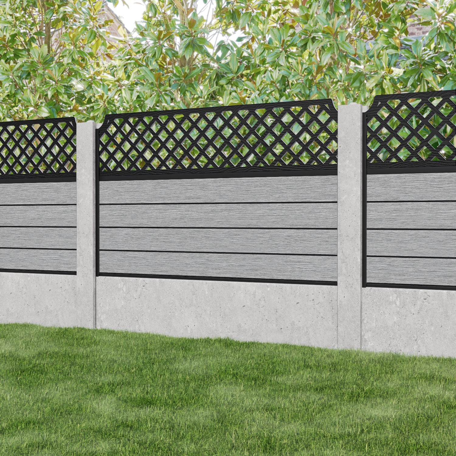 Fusion Regal Hive Fence Panel - Light Grey - for existing concrete posts
