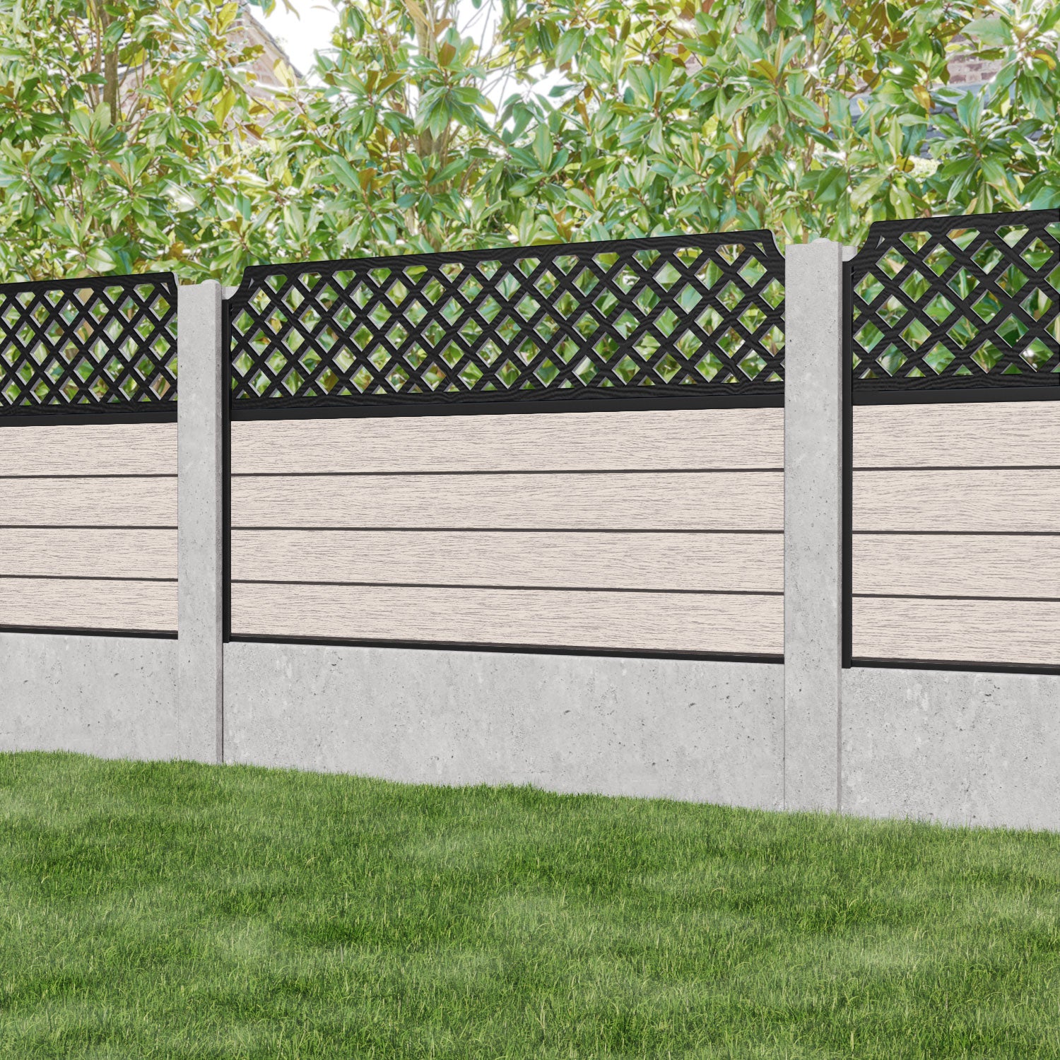 Fusion Regal Hive Fence Panel - Mid Stone - for existing concrete posts