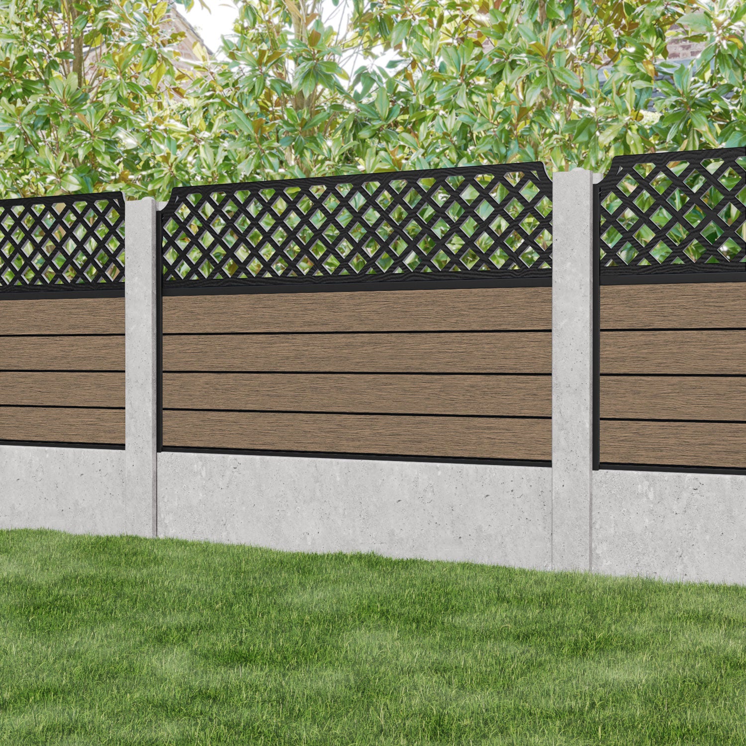Fusion Regal Hive Fence Panel - Teak - for existing concrete posts
