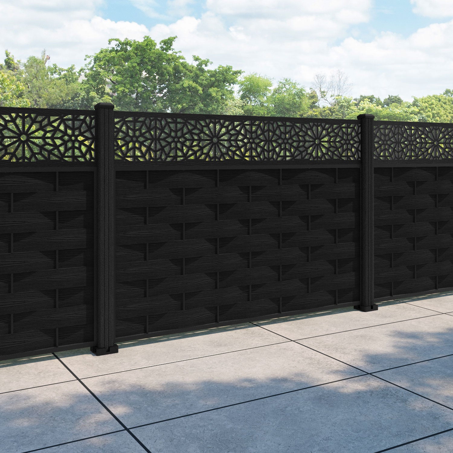 Ripple Alnara Fence Panel - Black - with our composite posts