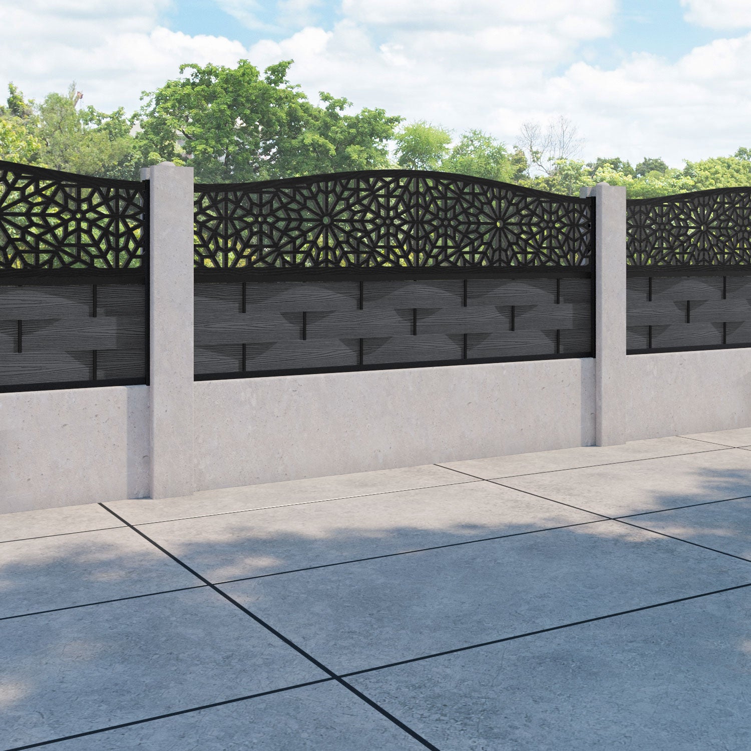 Ripple Alnara Curved Top Fence Panel - Dark Grey - for existing concrete posts