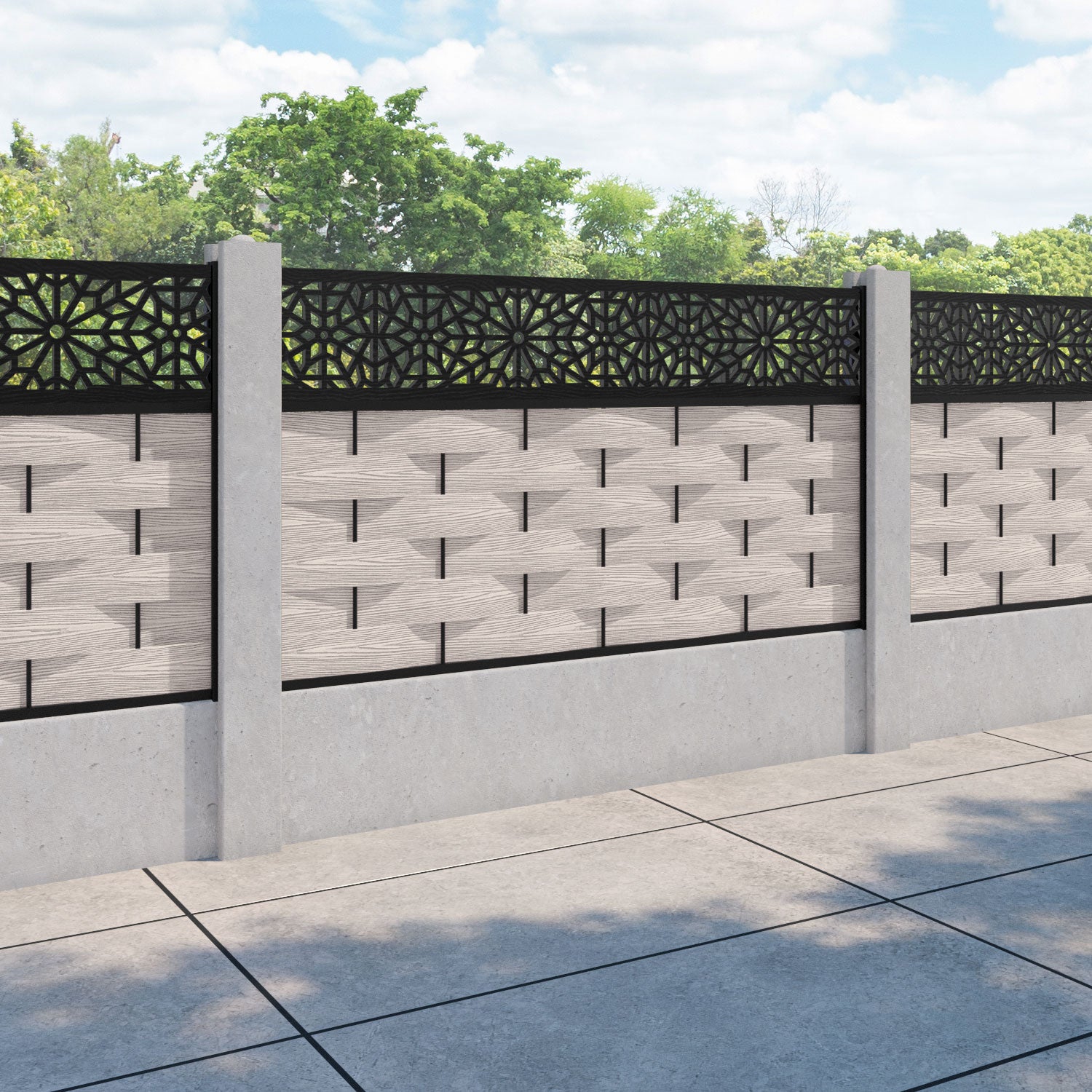 Ripple Alnara Fence Panel - Mid Stone - for existing concrete posts