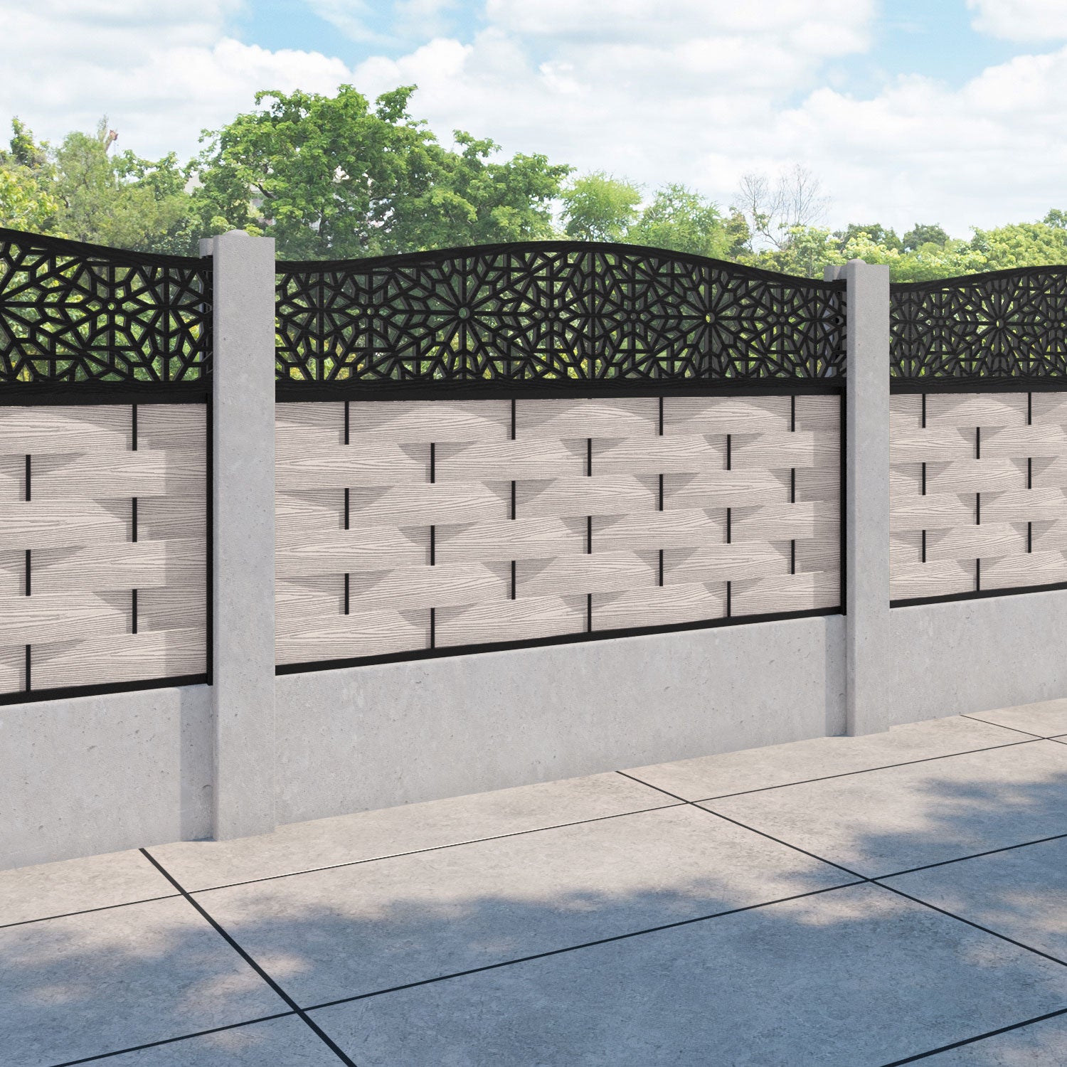 Ripple Alnara Curved Top Fence Panel - Mid Stone - for existing concrete posts