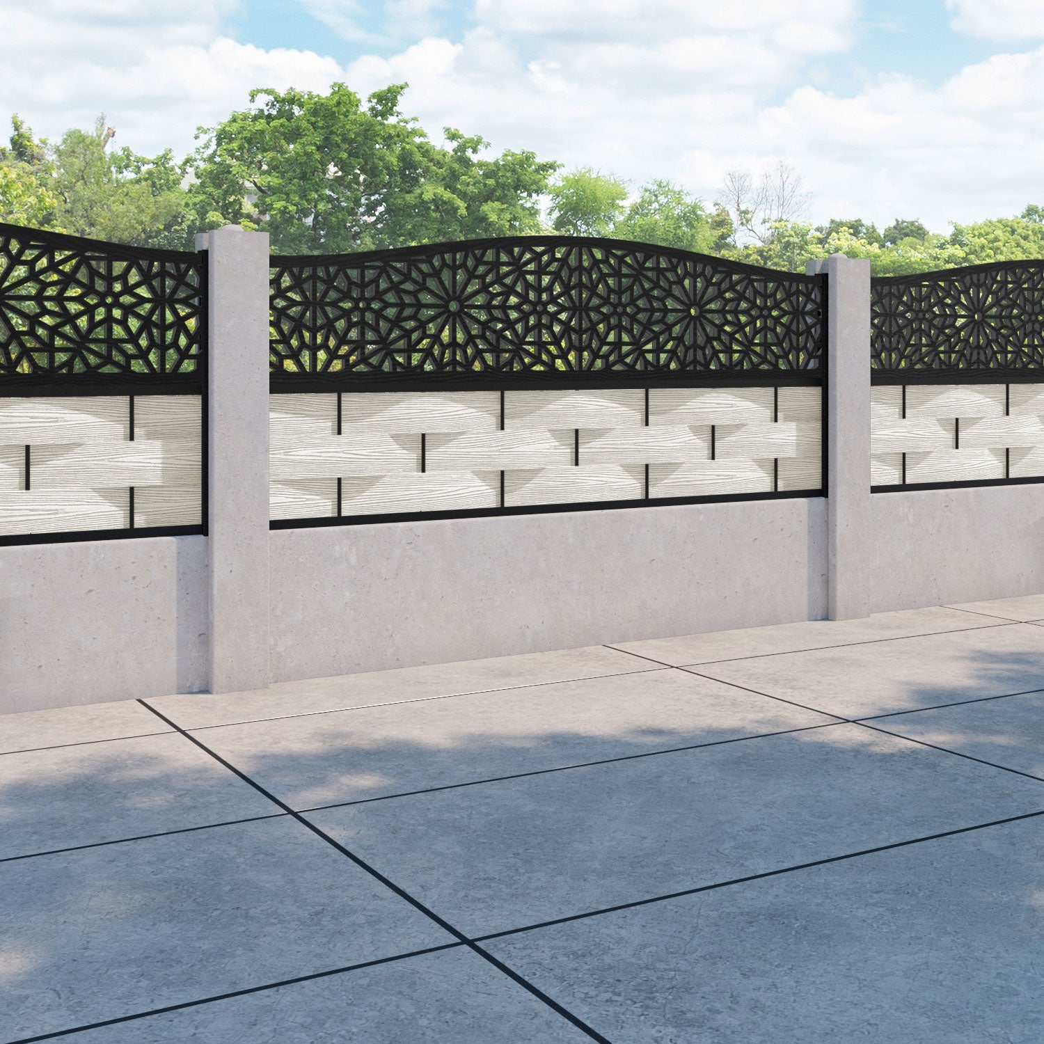 Ripple Alnara Curved Top Fence Panel - Light Stone - for existing concrete posts