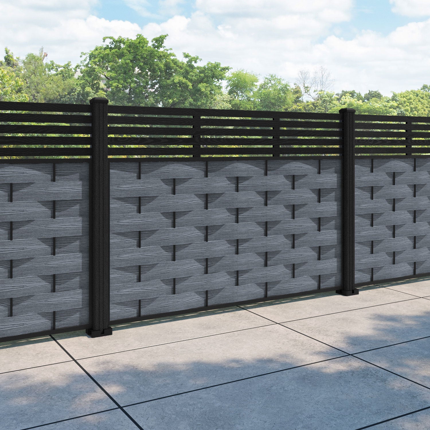 Ripple Aspen Fence Panel - Anthracite - with our composite posts