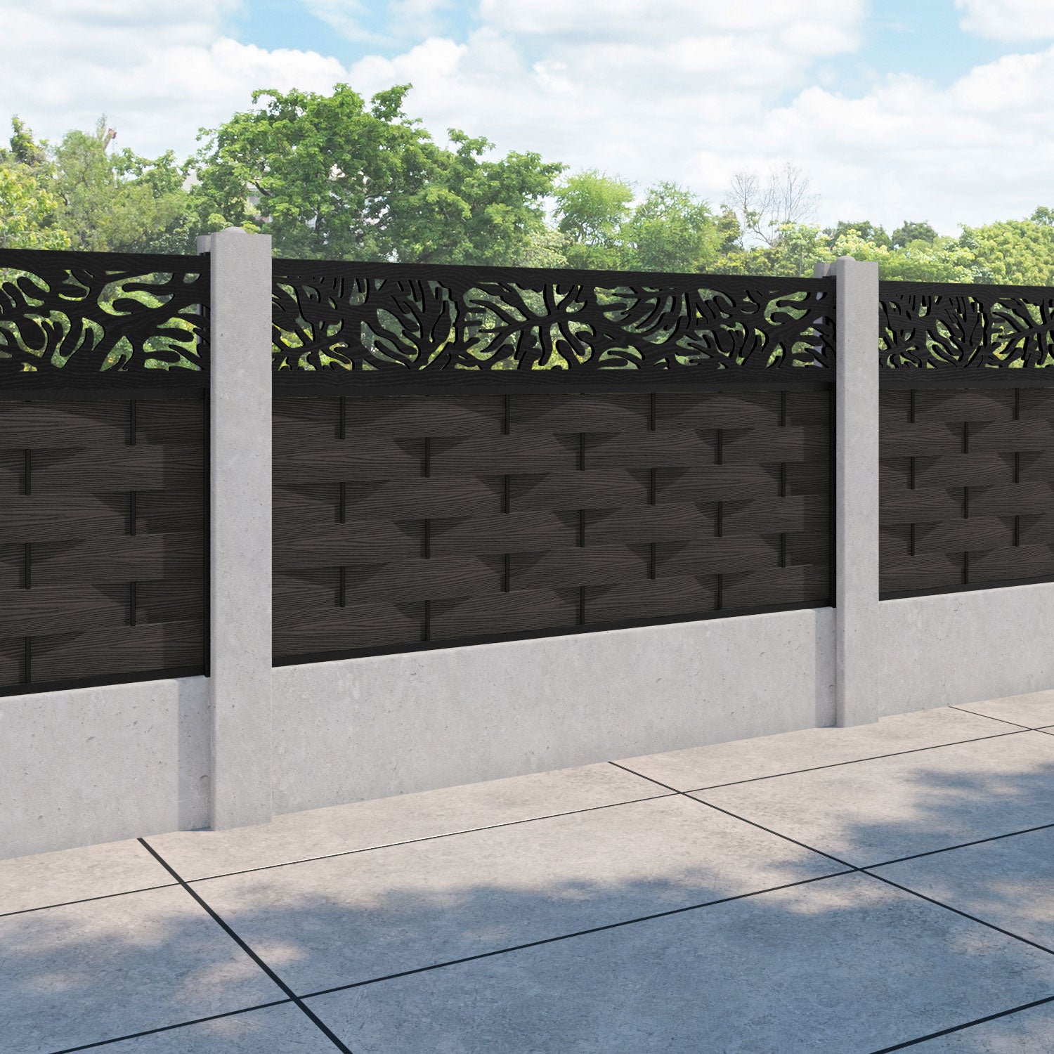 Ripple Botanic Fence Panel - Dark Oak - for existing concrete posts