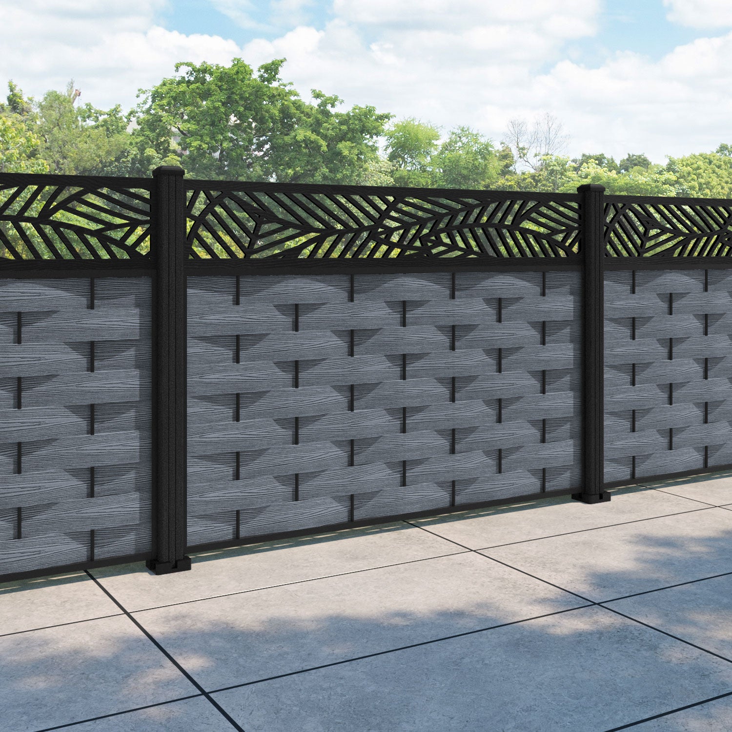 Ripple Habitat Fence Panel - Anthracite - with our composite posts