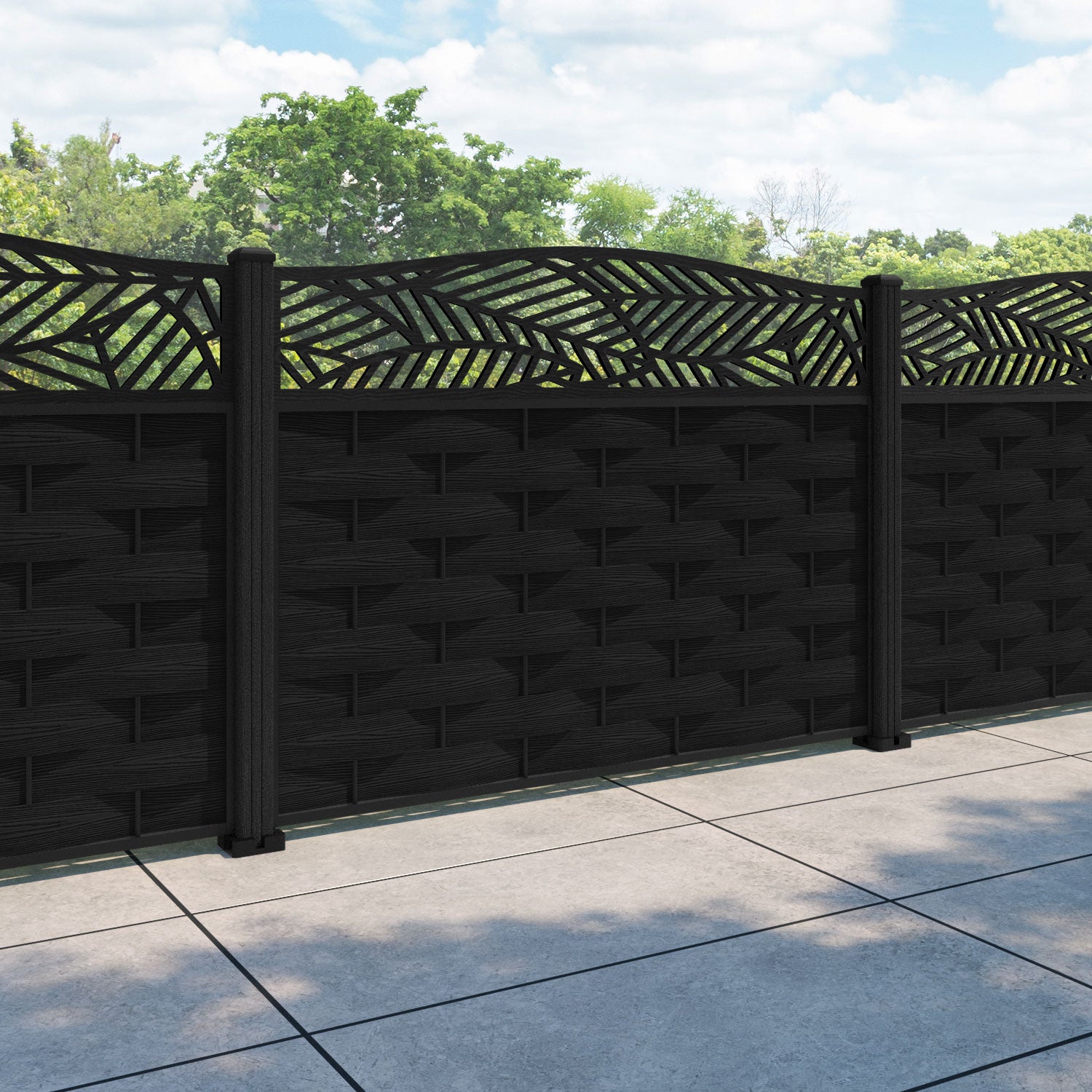 Ripple Habitat Curved Top Fence Panel - Black - with our composite posts