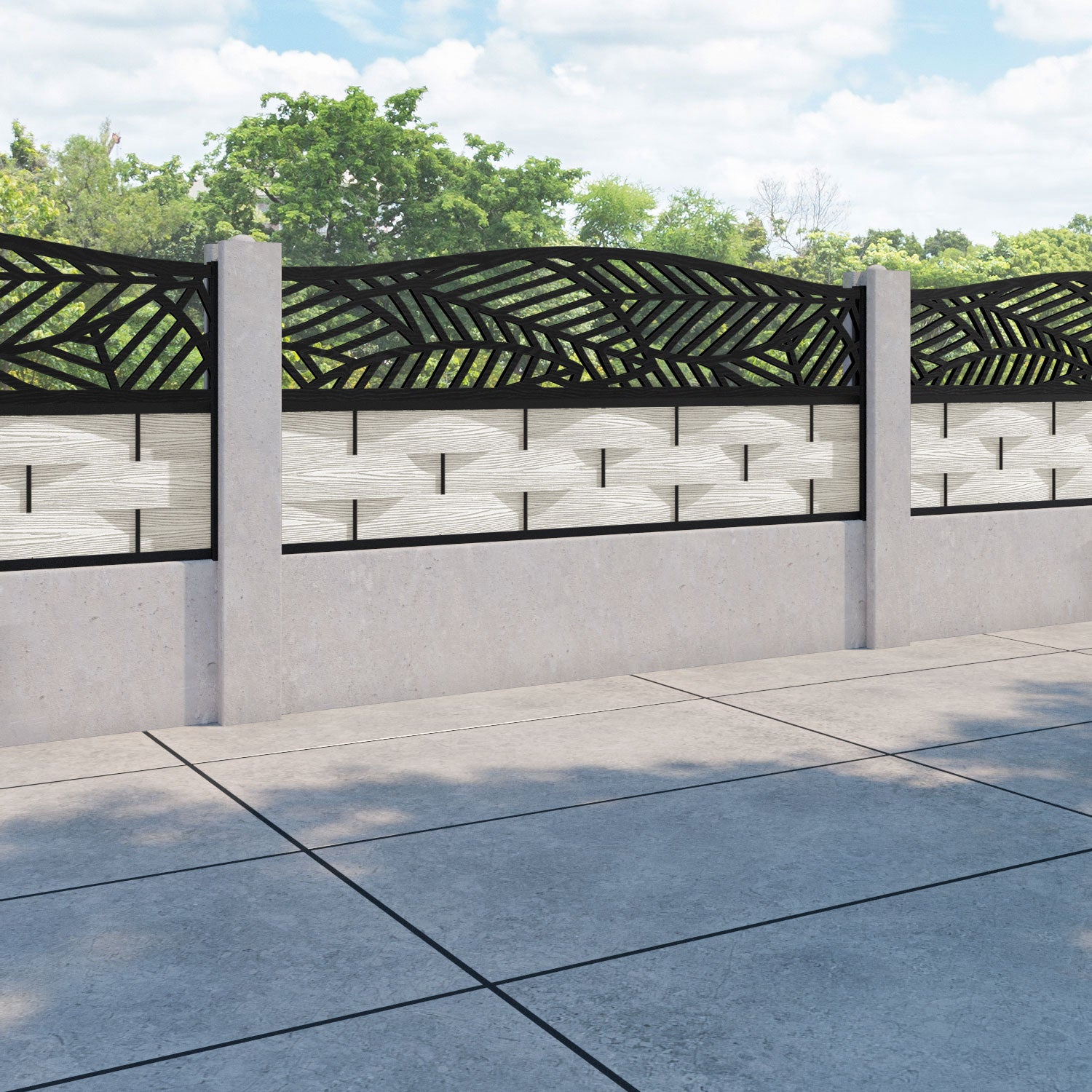 Ripple Habitat Curved Top Fence Panel - Light Stone - for existing concrete posts