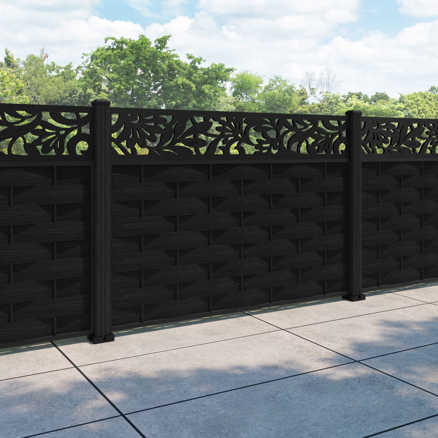 Ripple Heritage Fence Panel - Black - with our composite posts