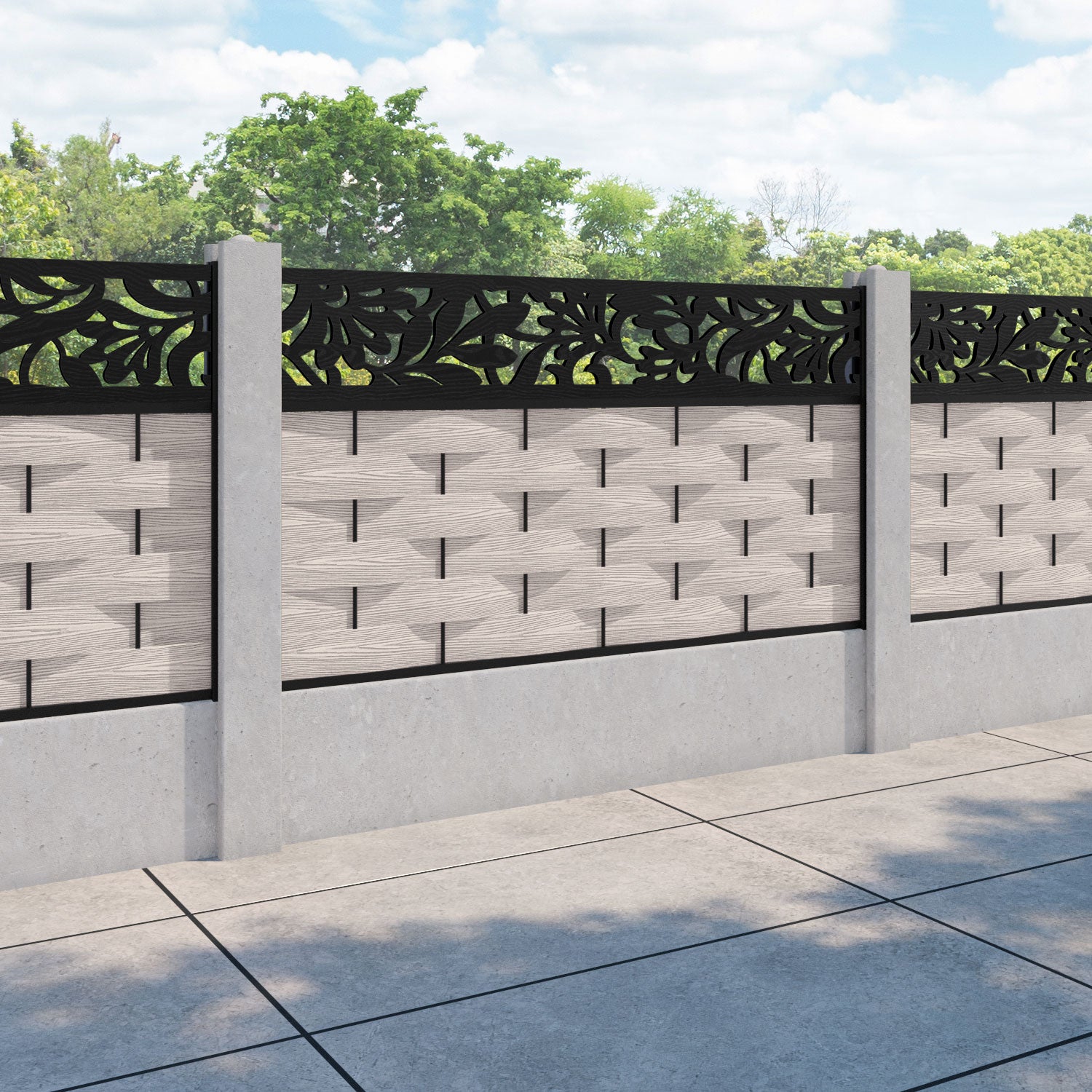 Ripple Heritage Fence Panel - Mid Stone - for existing concrete posts