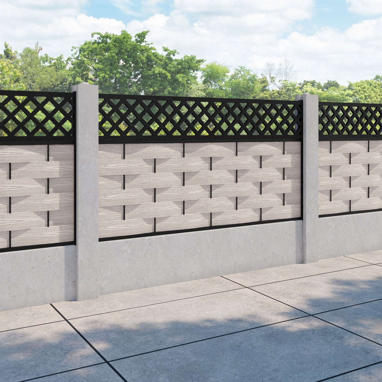 Ripple Hive Fence Panel - Mid Stone - for existing concrete posts