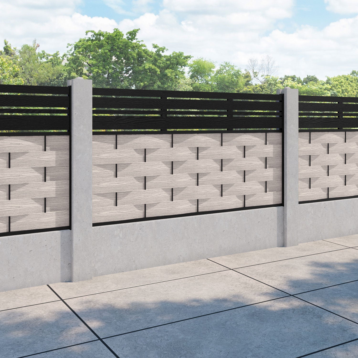 Ripple Linea Fence Panel - Mid Stone - for existing concrete posts