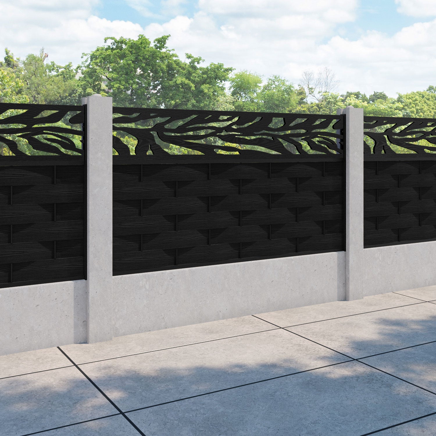 Ripple Malawi Fence Panel - Black - for existing concrete posts