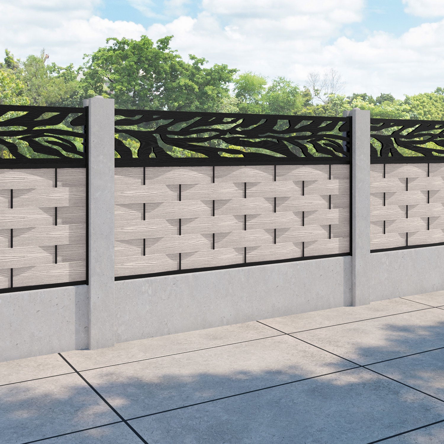 Ripple Malawi Fence Panel - Mid Stone - for existing concrete posts