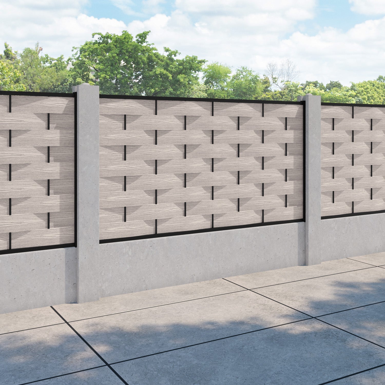 Ripple Fence Panel - Mid Stone - for existing concrete posts