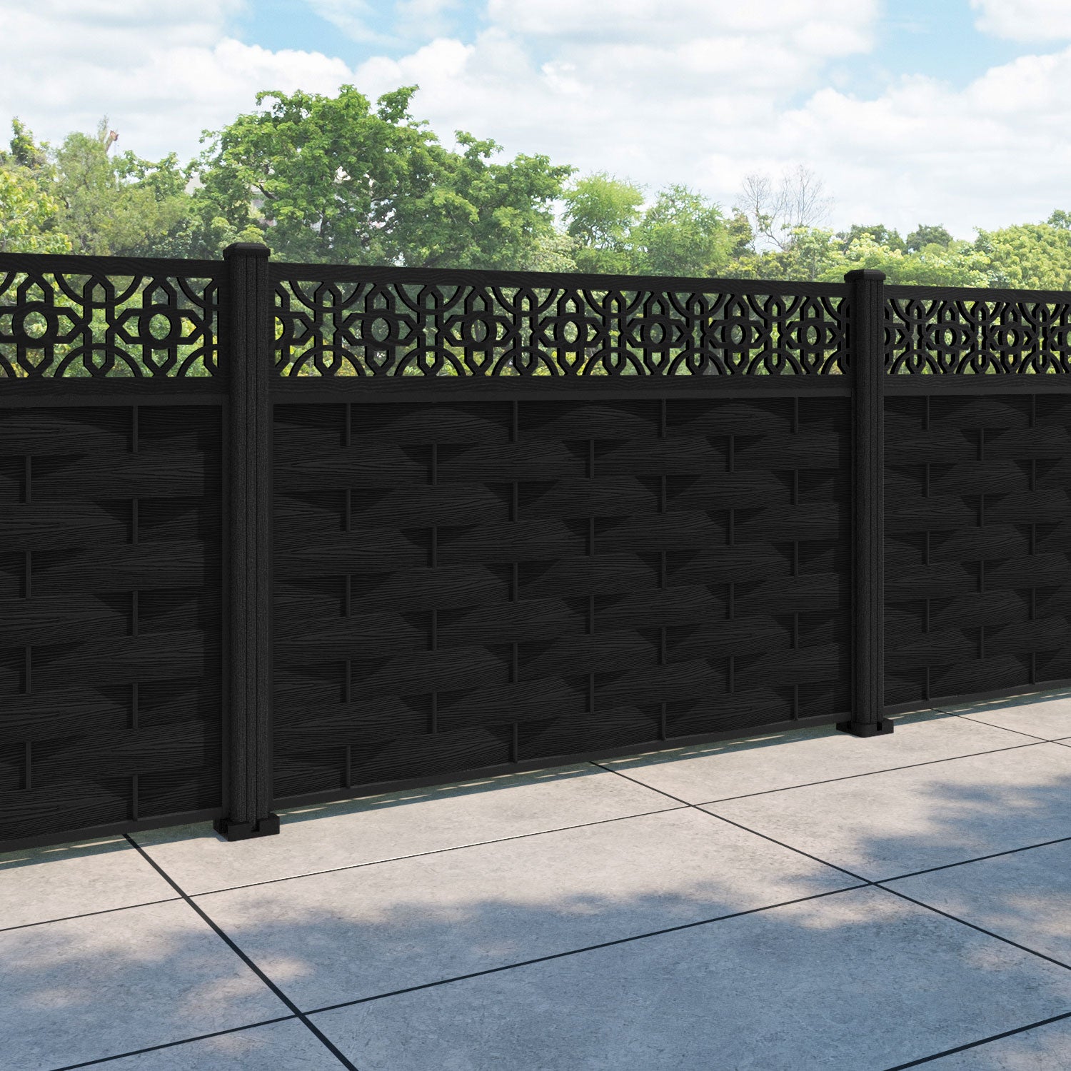 Ripple Nabila Fence Panel - Black - with our composite posts