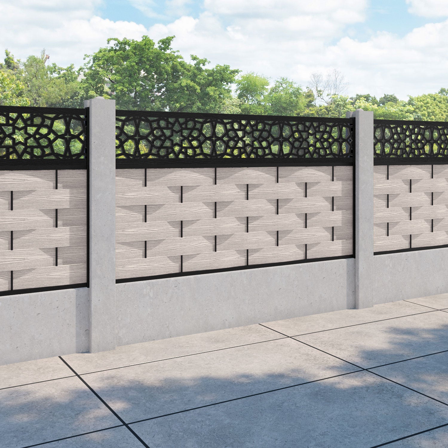 Ripple Nazira Fence Panel - Mid Stone - for existing concrete posts