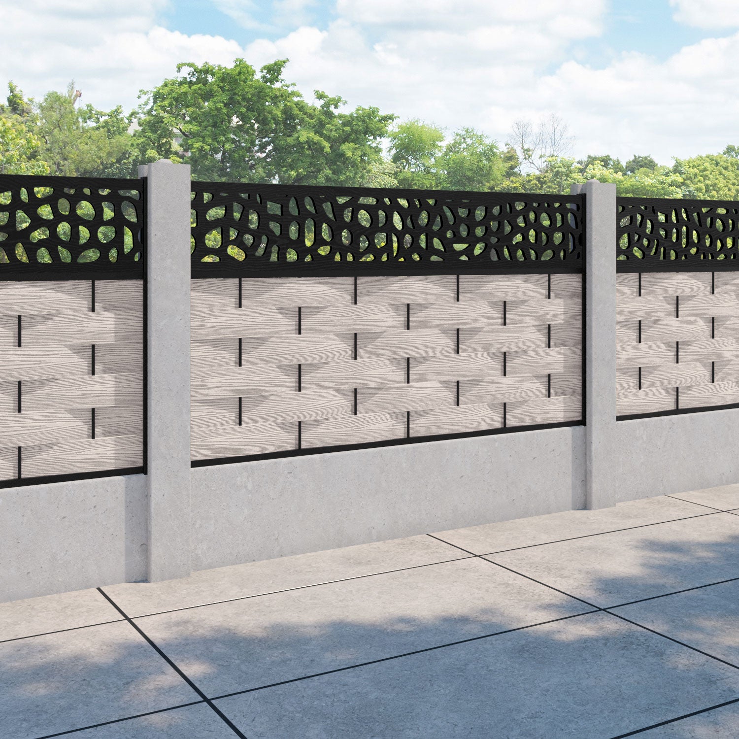 Ripple Pebble Fence Panel - Mid Stone - for existing concrete posts