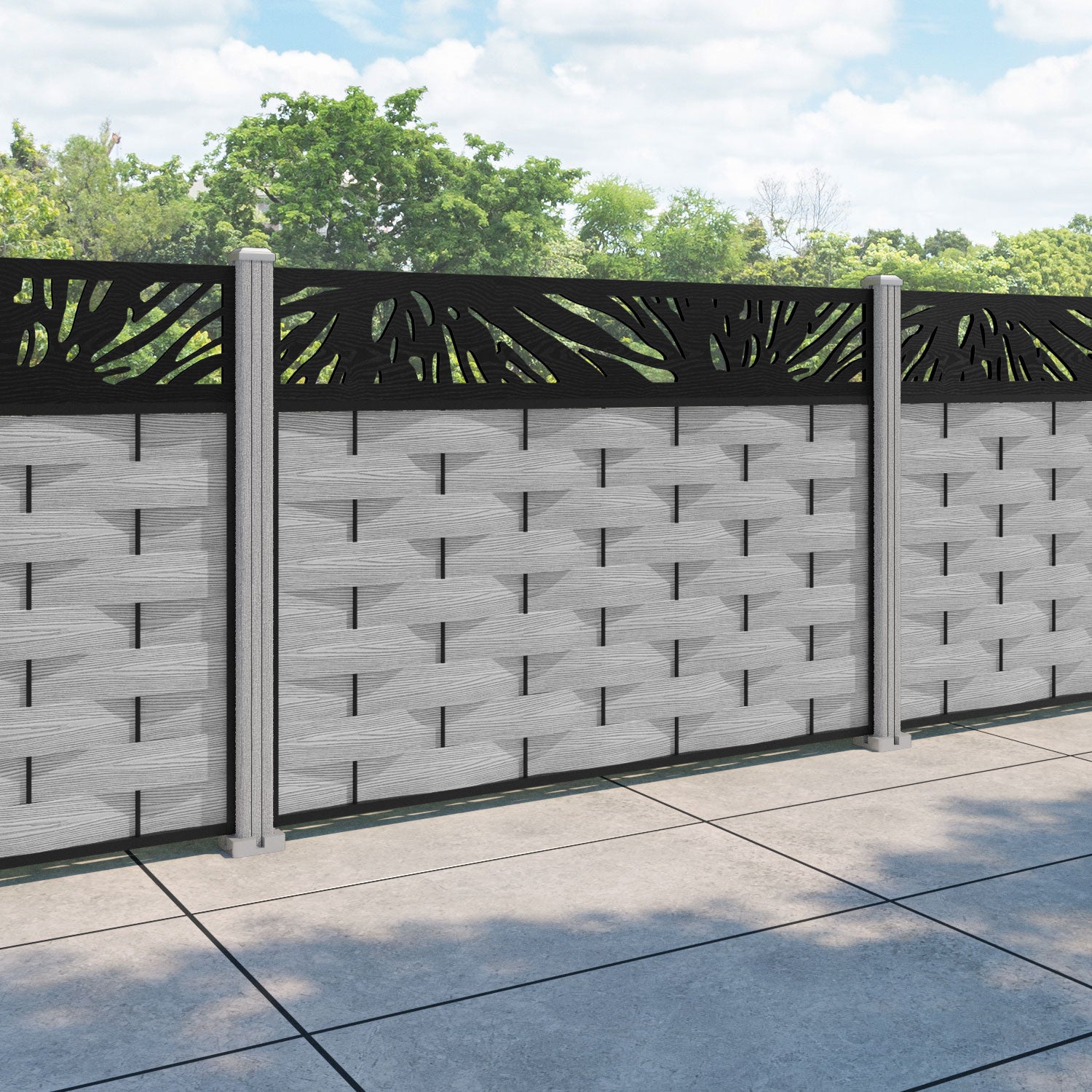 Ripple Poppy Fence Panel - Light Grey - with our composite posts