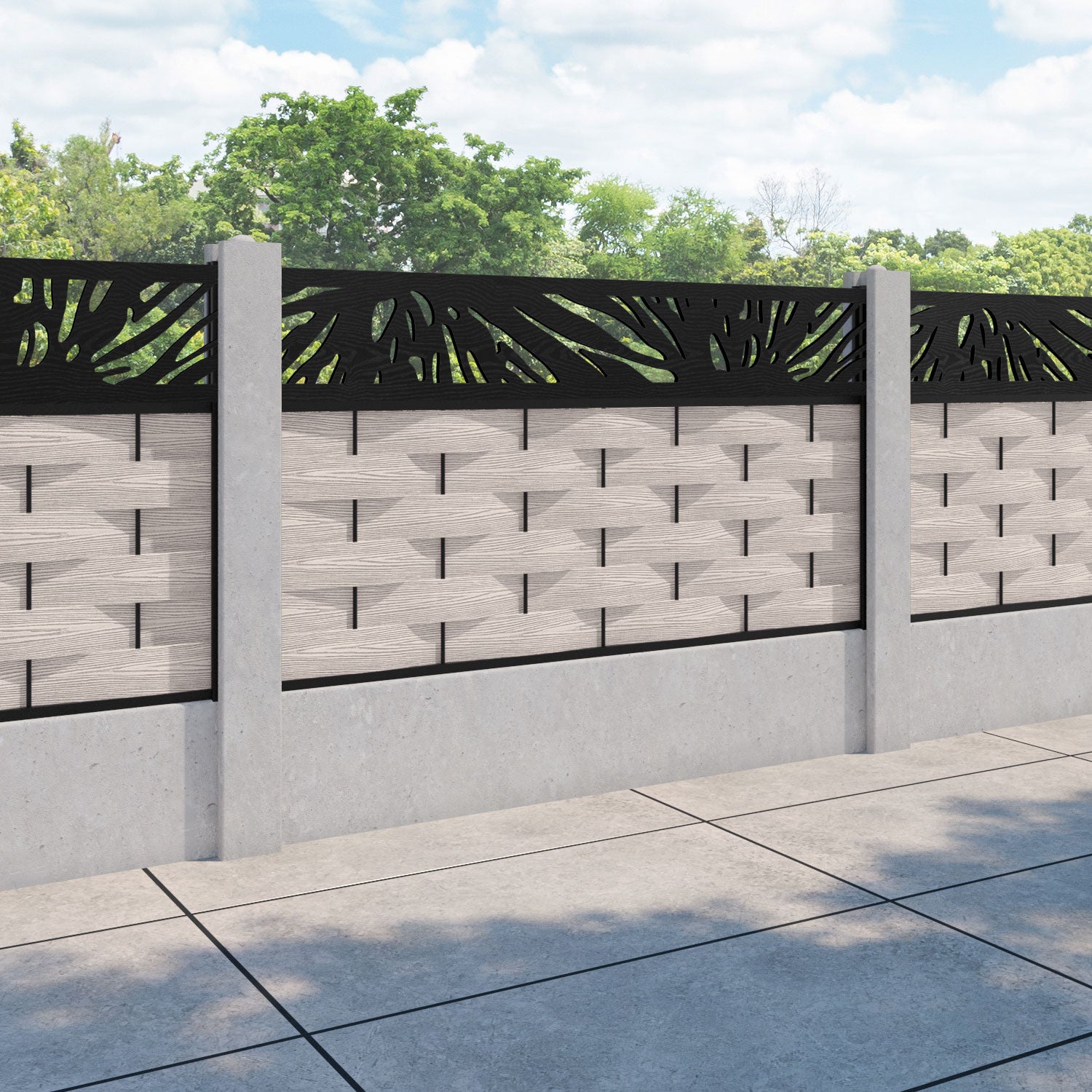 Ripple Poppy Fence Panel - Mid Stone - for existing concrete posts