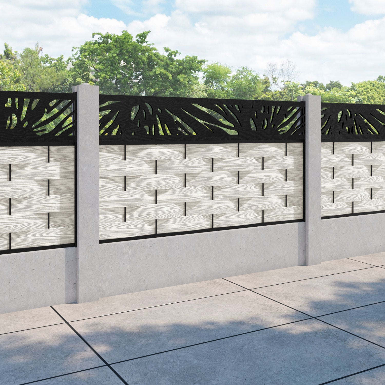 Ripple Poppy Fence Panel - Light Stone - for existing concrete posts