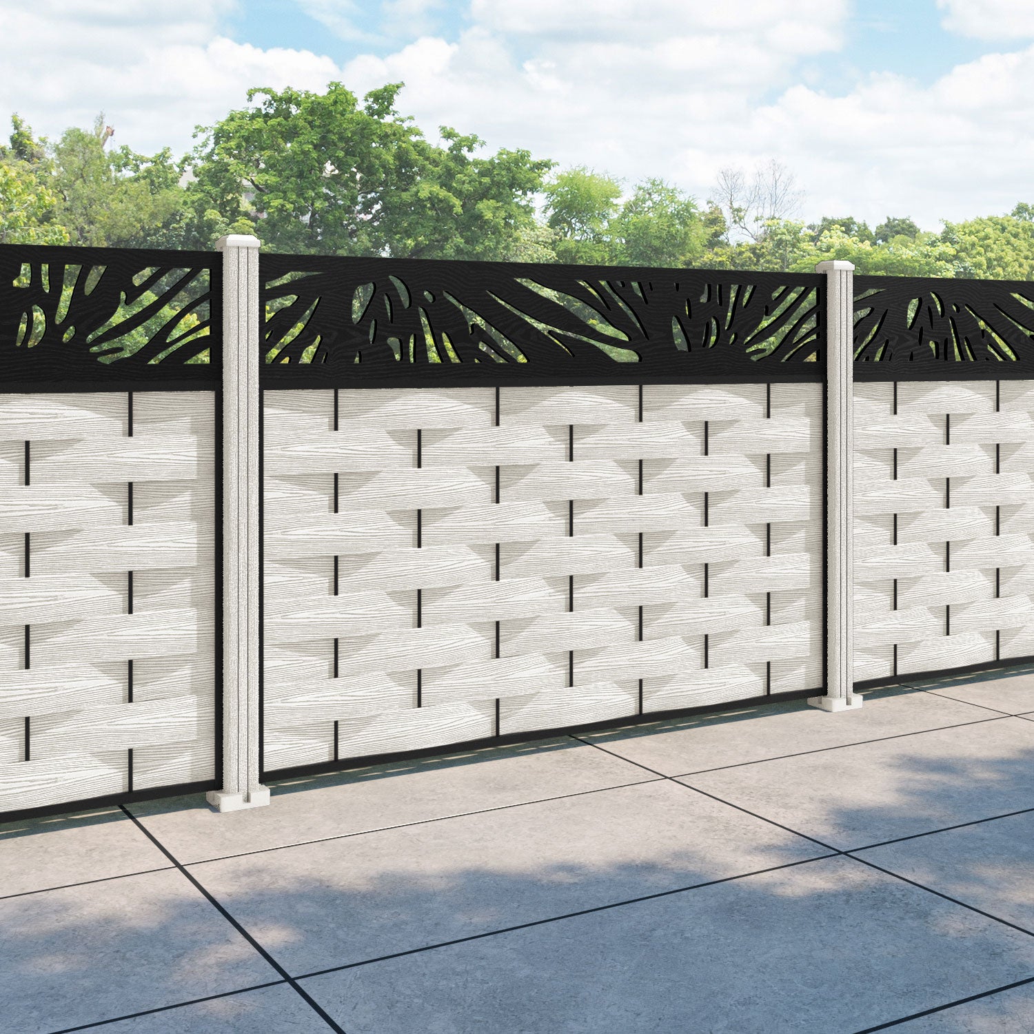 Ripple Poppy Fence Panel - Light Stone - with our composite posts