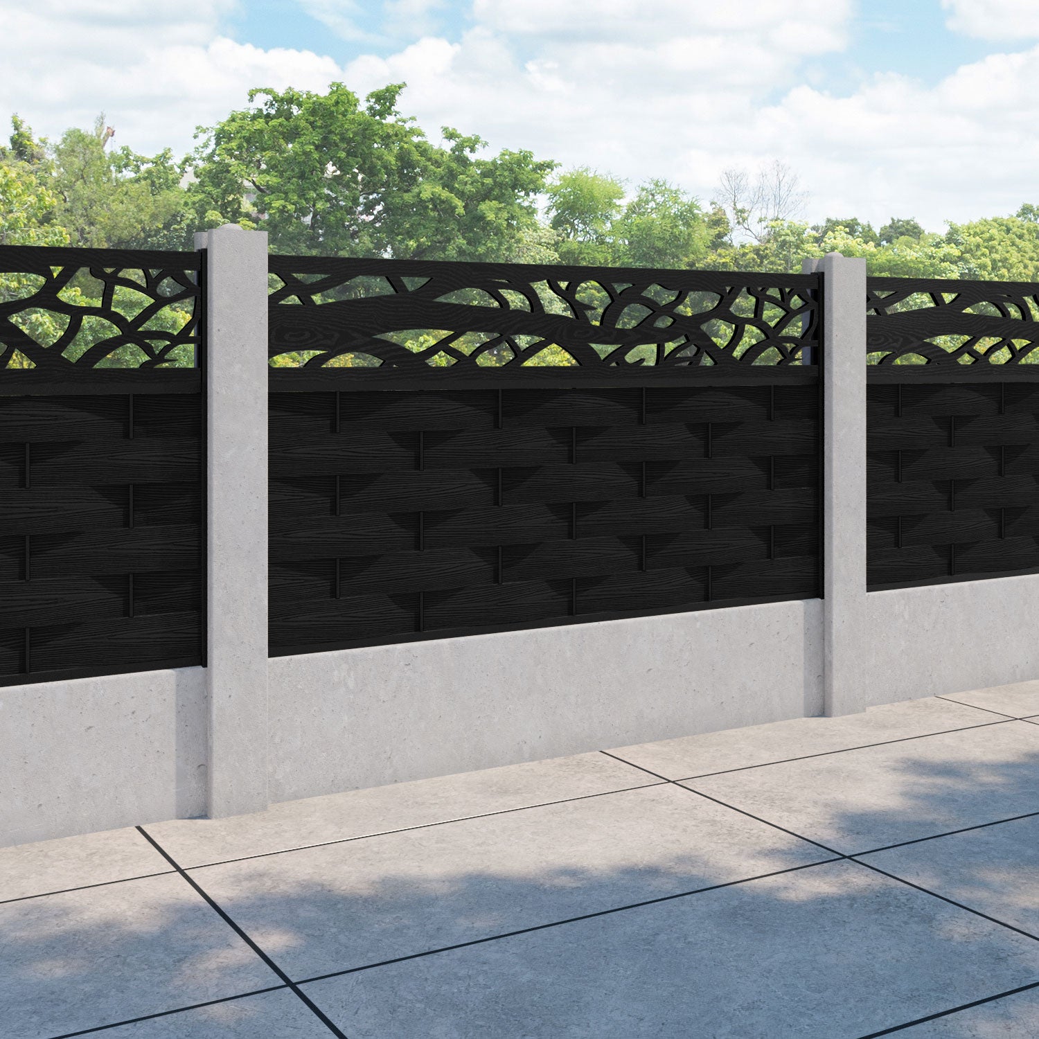Ripple Twilight Fence Panel - Black - for existing concrete posts