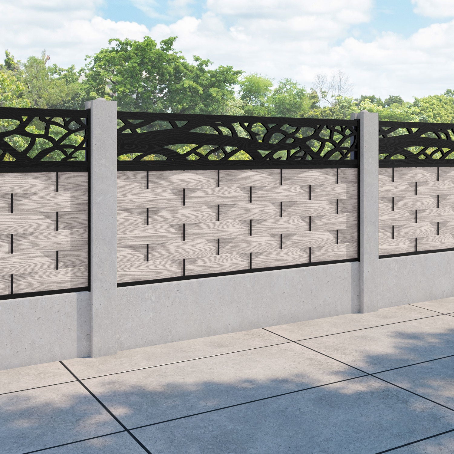 Ripple Twilight Fence Panel - Mid Stone - for existing concrete posts