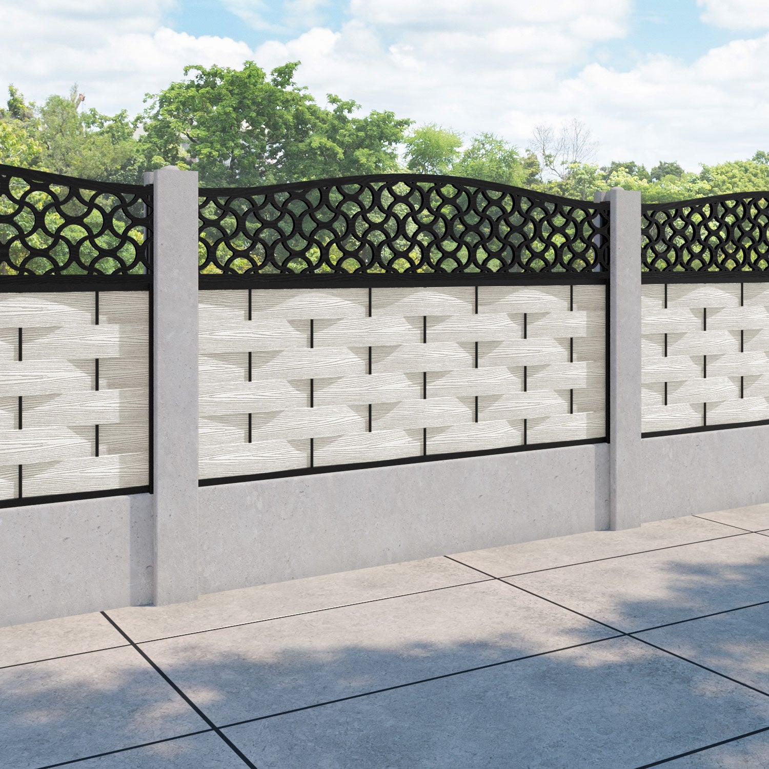 Ripple Vida Curved Top Fence Panel - Light Stone - for existing concrete posts