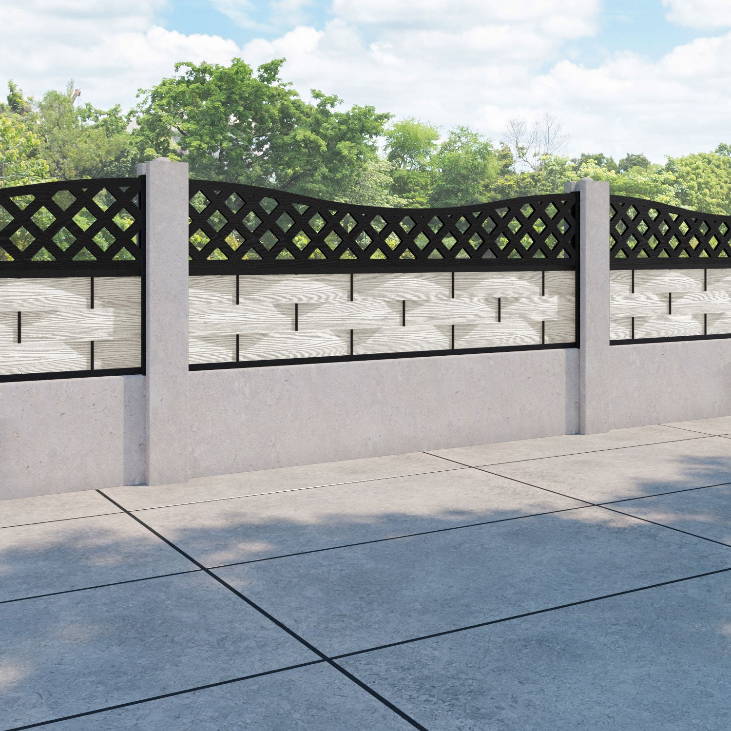 Ripple Low Wave Fence Panel - Light Stone - for existing concrete posts