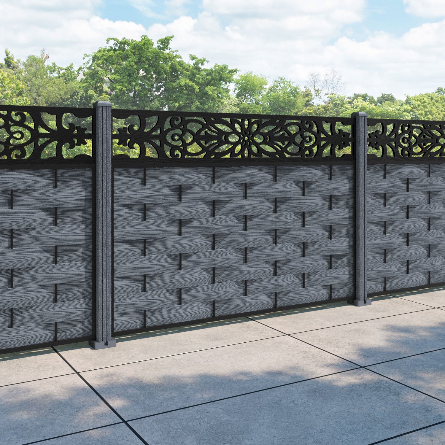 Ripple Windsor Fence Panel - Anthracite - with our composite posts