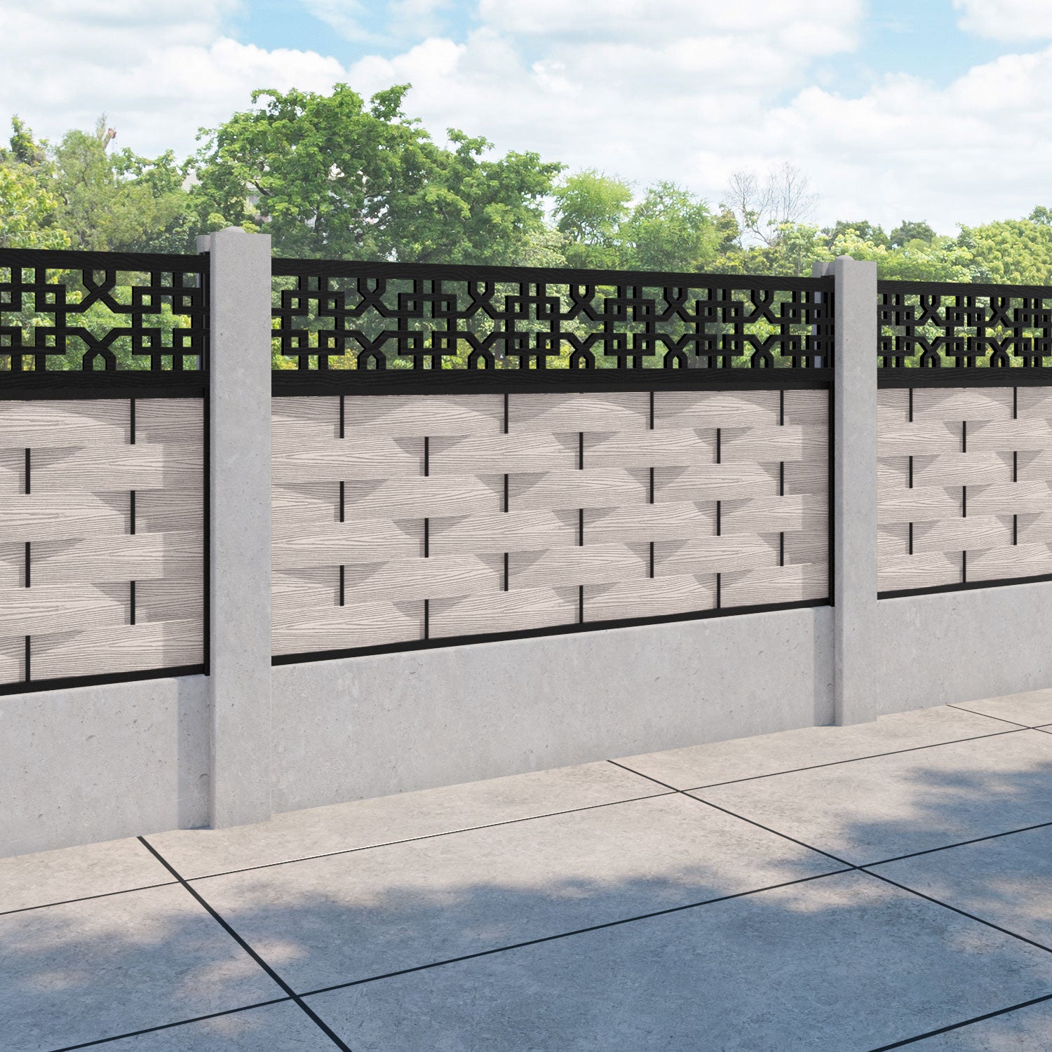 Ripple Zaria Fence Panel - Mid Stone - for existing concrete posts