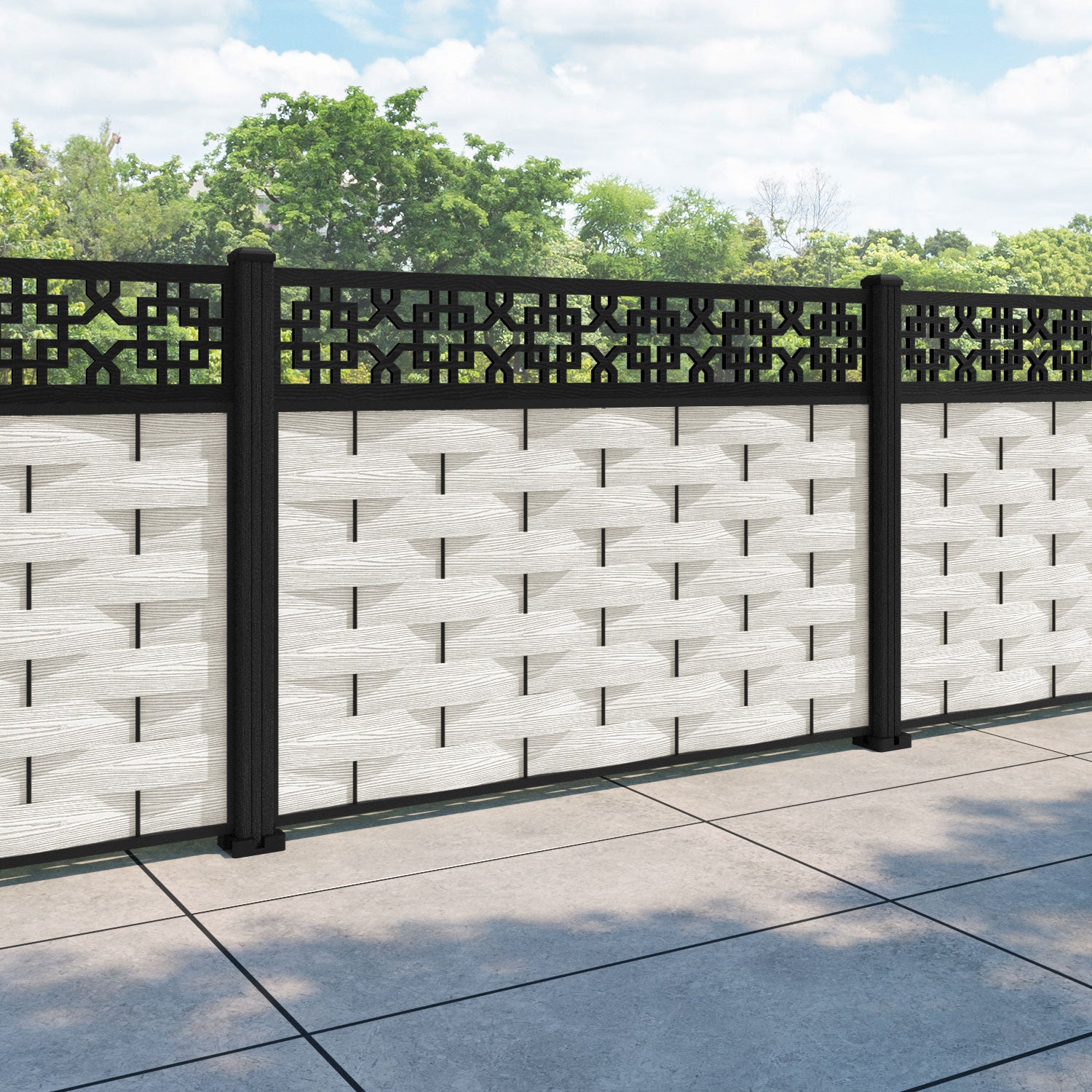 Ripple Zaria Fence Panel - Light Stone - with our composite posts