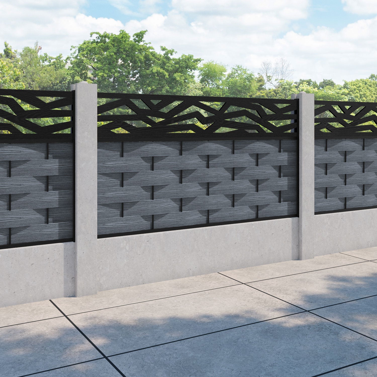 Ripple Zenith Fence Panel - Anthracite - for existing concrete posts