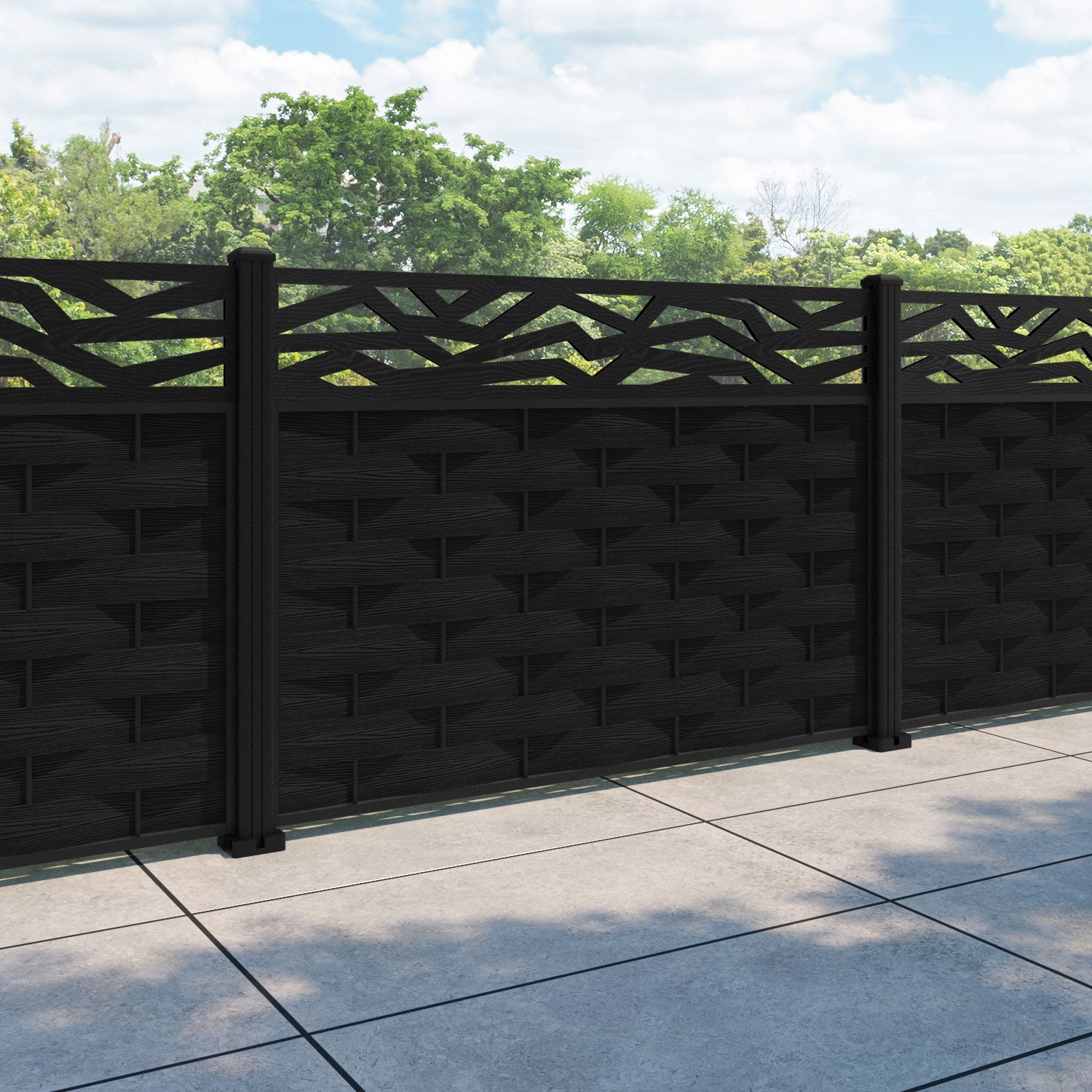 Ripple Zenith Fence Panel - Black - with our aluminium posts