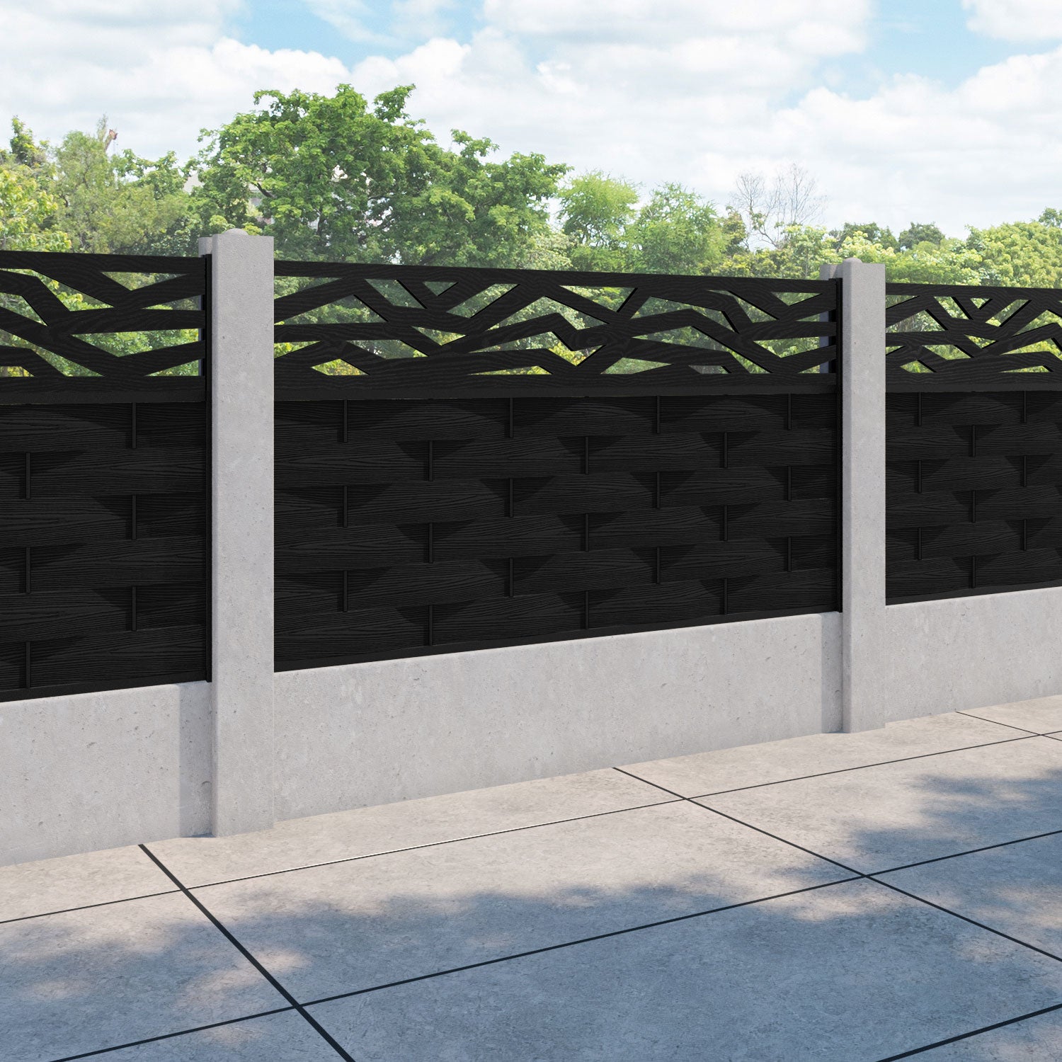 Ripple Zenith Fence Panel - Black - for existing concrete posts